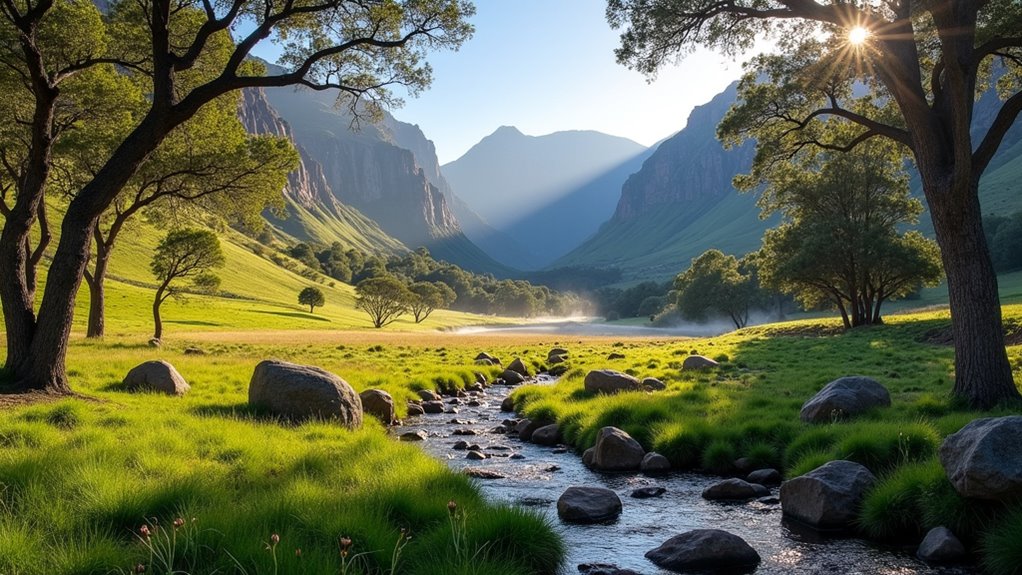alpine meadows streams mountain vistas