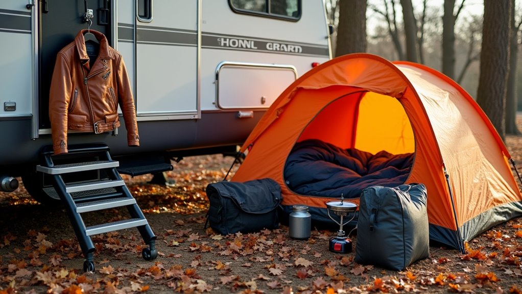 autumn motorcycle camping gear