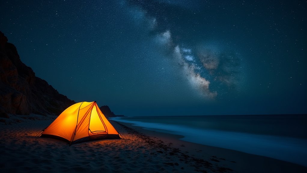 beach camping offers clear night skies