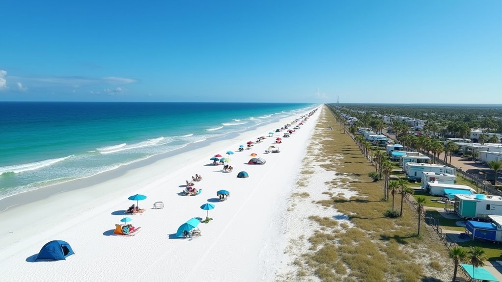 beachfront camping with dolphin views