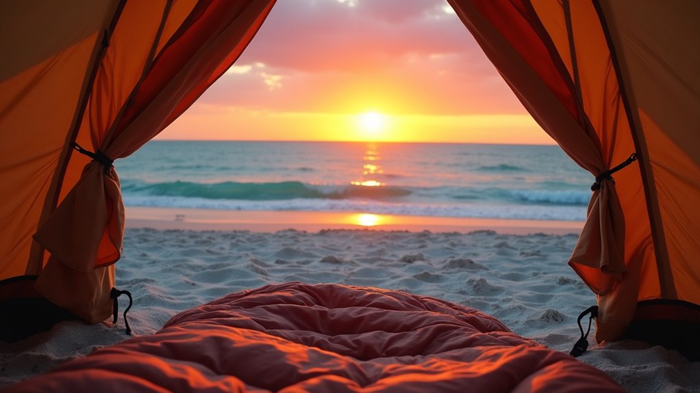 beachfront sunrise camping magic