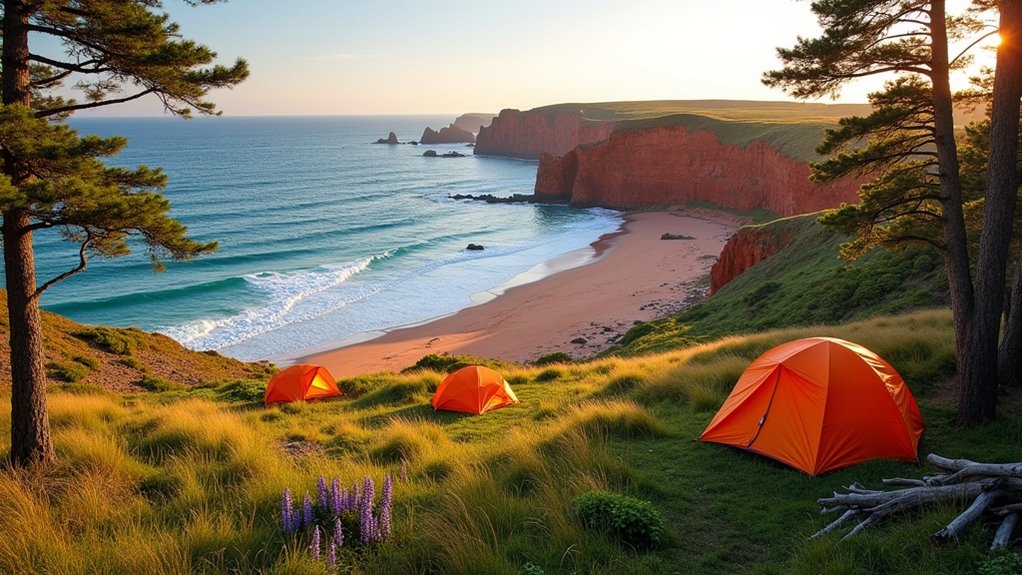 beachside camping with cycling