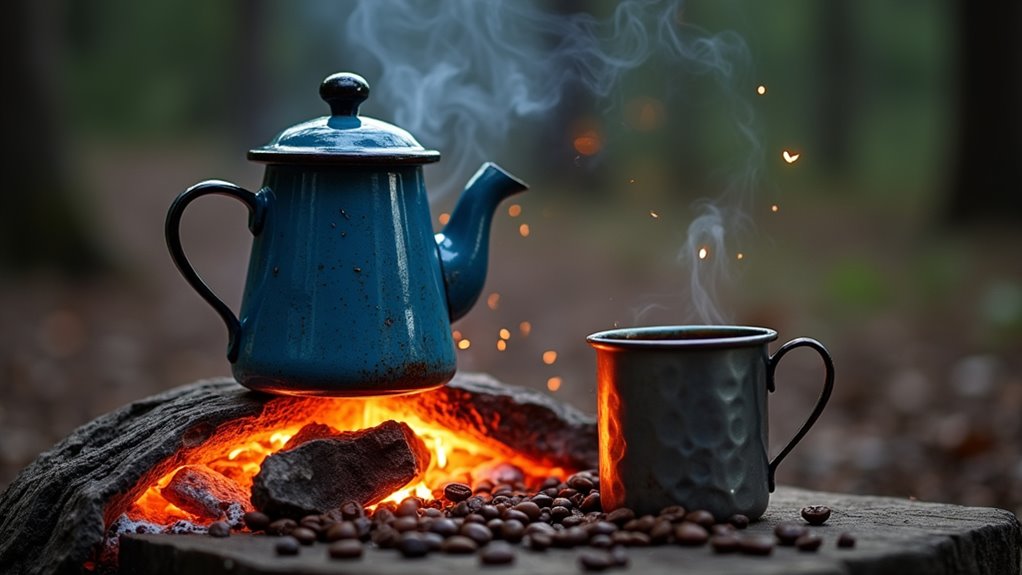 brew coffee over fire