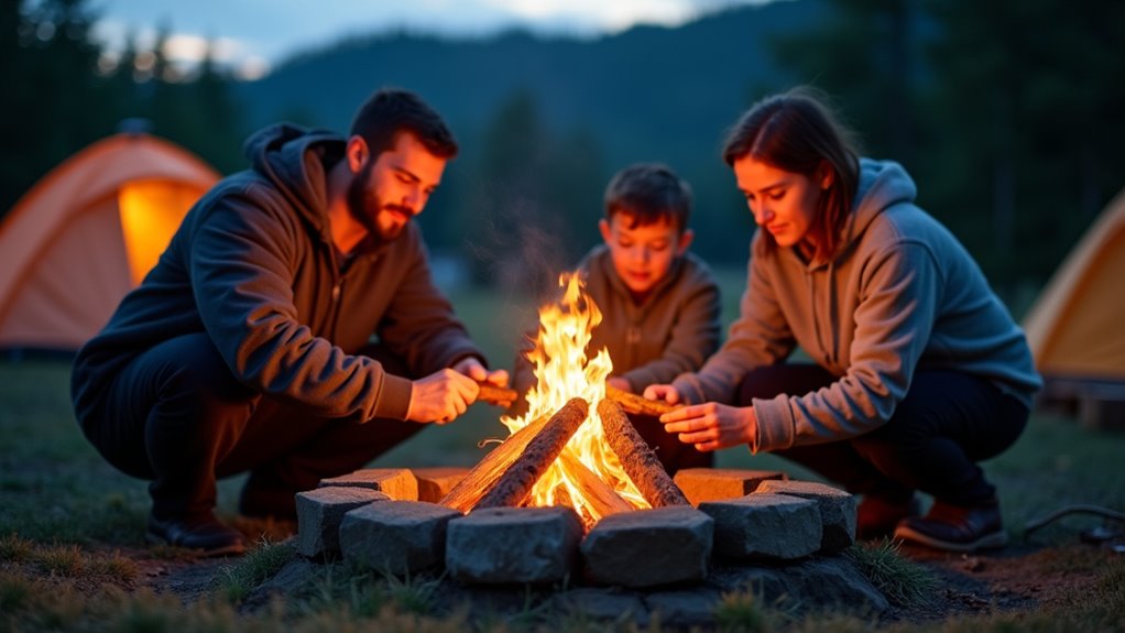 building and tending safe campfire