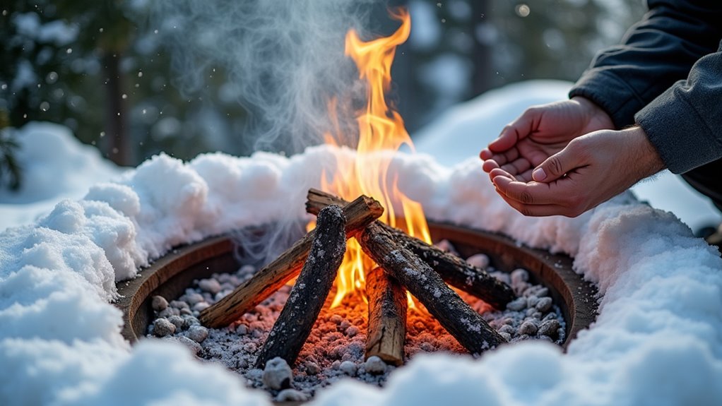building fire in snow