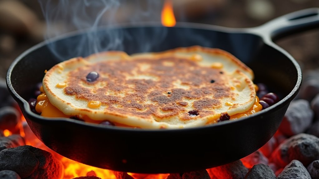 campfire bean cheese quesadillas