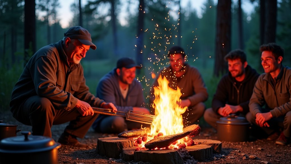 campfire foraging and fishing