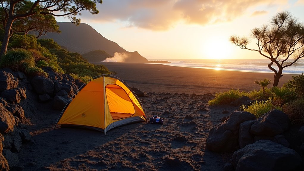 camping on active volcano