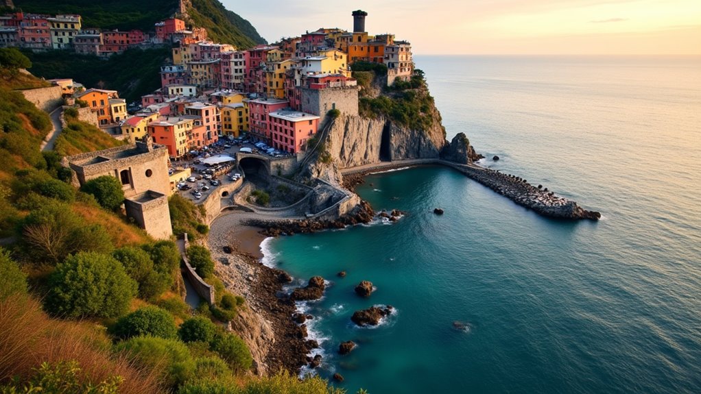 colorful seaside cliff villages