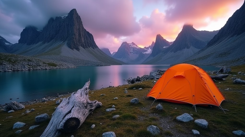 dramatic arctic fjord camping