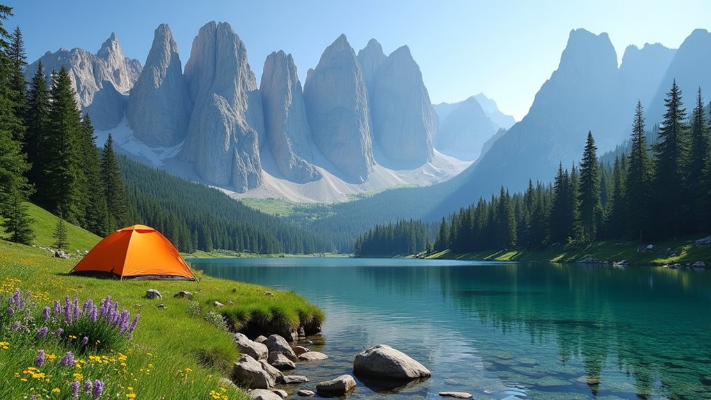 dramatic limestone mountain camping