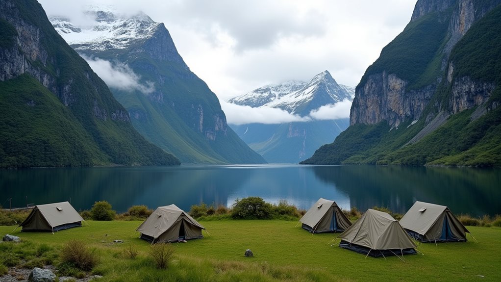 dramatic mountain rainforest camping