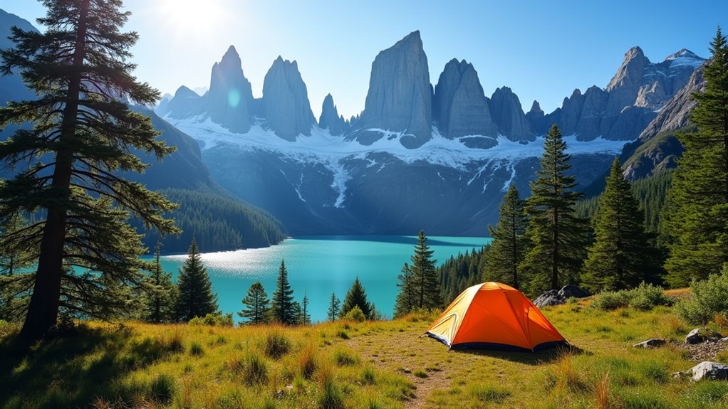 dramatic patagonia mountain camping