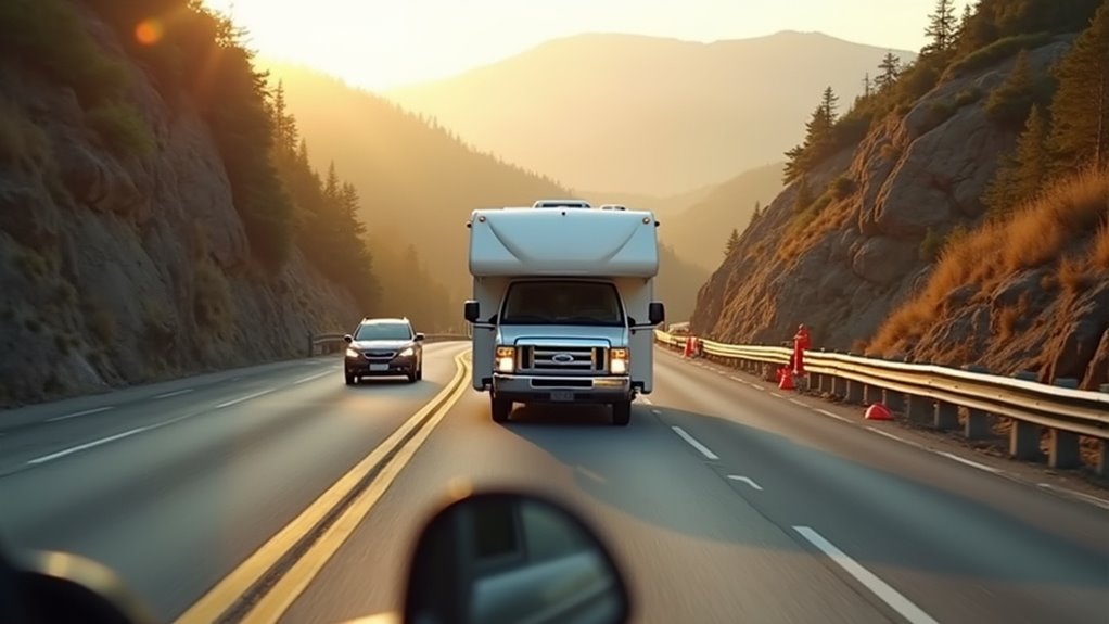 drive cautiously with large vehicles
