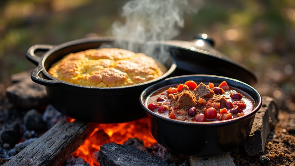dutch oven chili cornbread