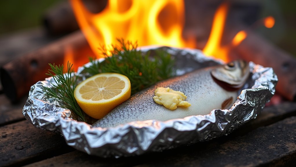 foil wrapped salmon with herbs