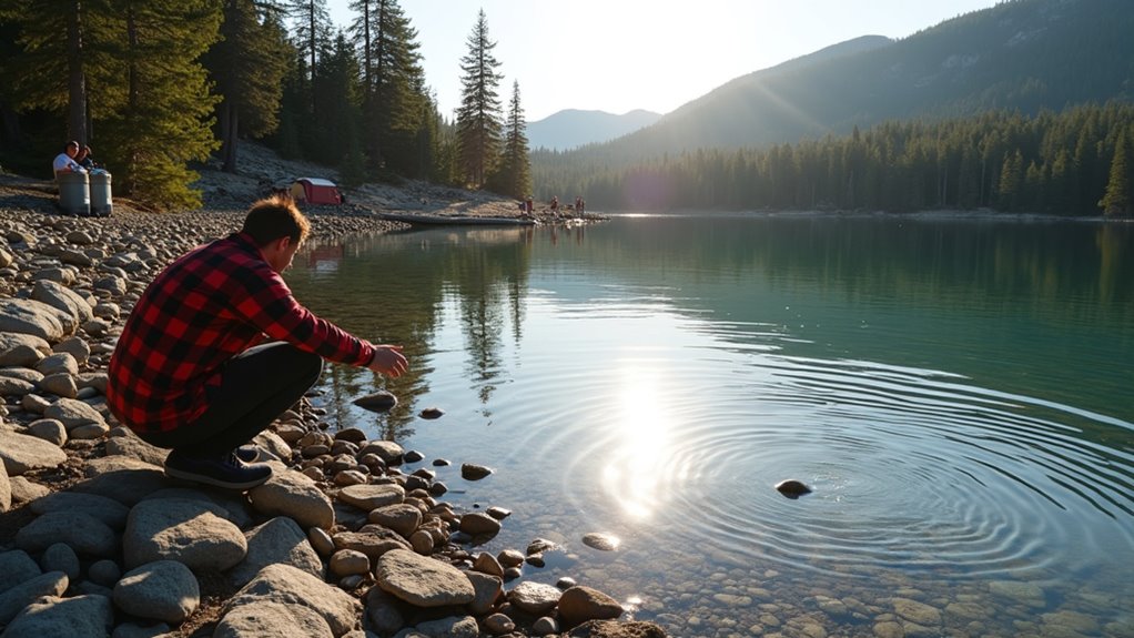 free camping rock skipping