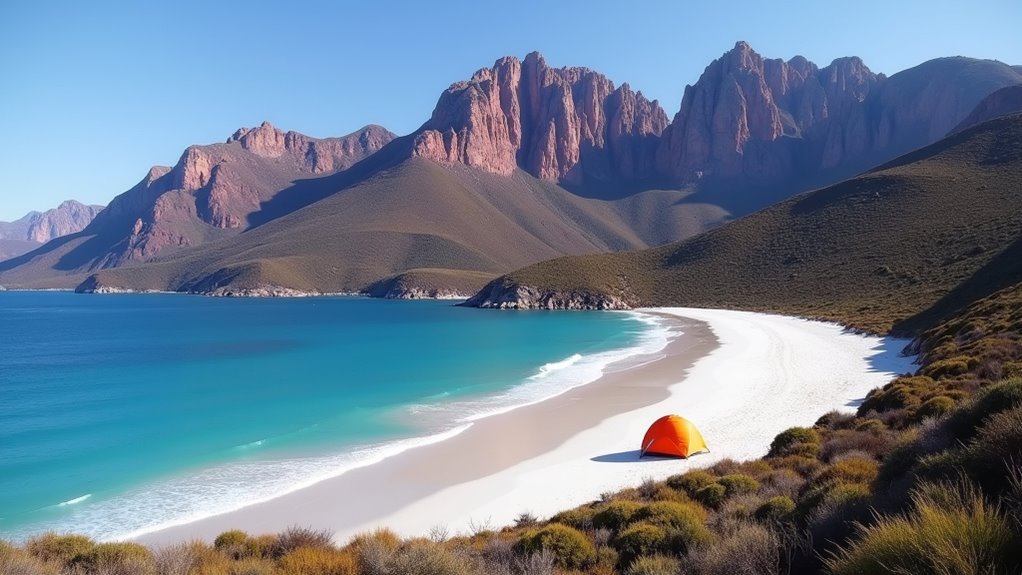 freycinet beach hiking camping
