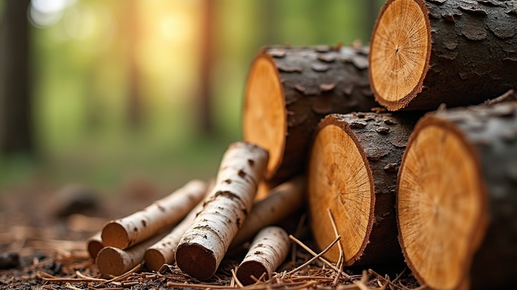gather dry seasoned firewood