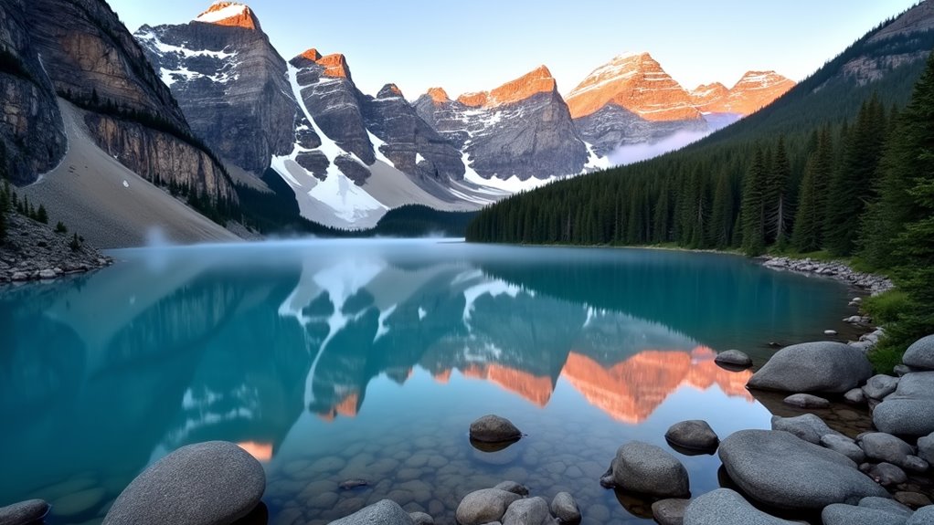 golden hour lake reflections