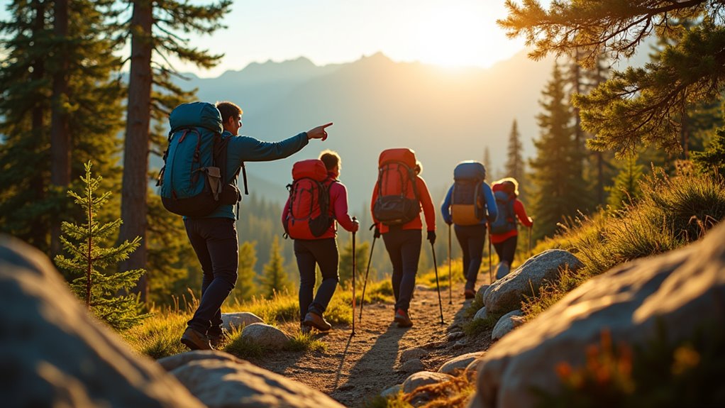group hiking shared adventure