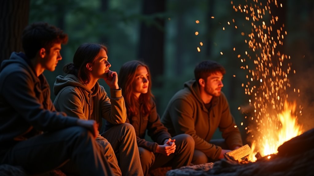 guessing game around campfire