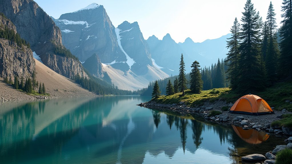 high altitude alpine lake camping
