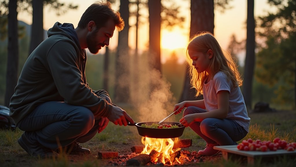 kids learn outdoor cooking