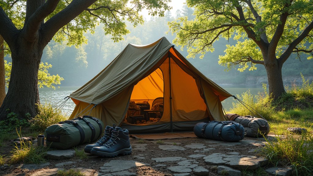layered clothing and waterproof gear