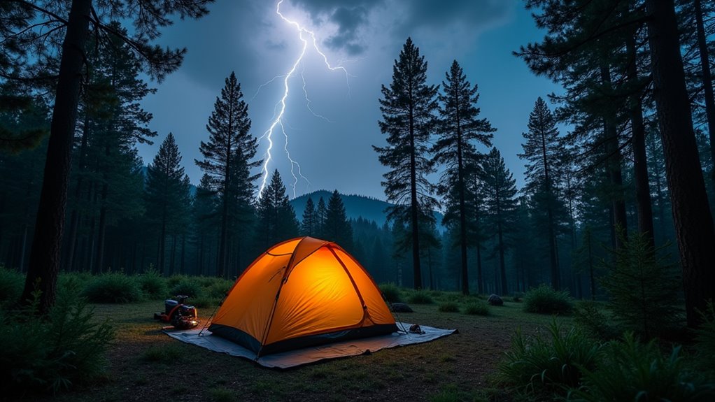 lightning safe tent placement