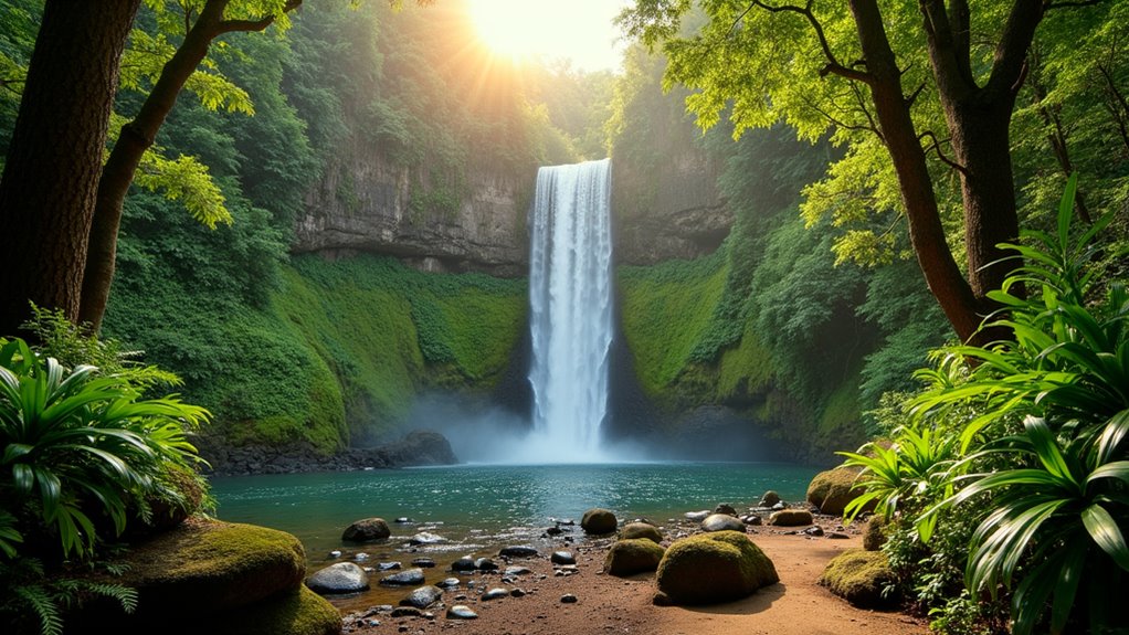 lush rainforest waterfall hike