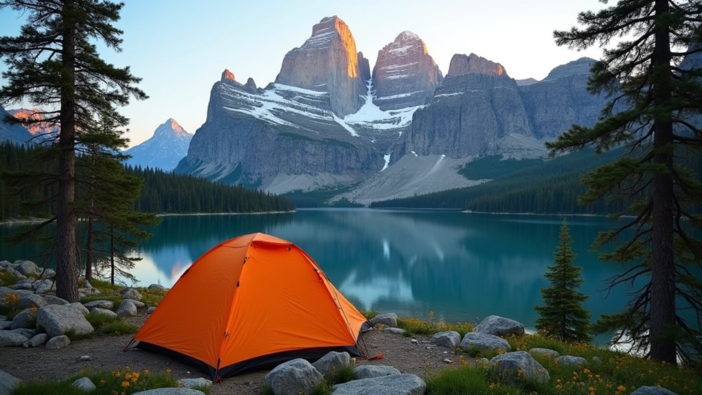 mountain camping with wildlife