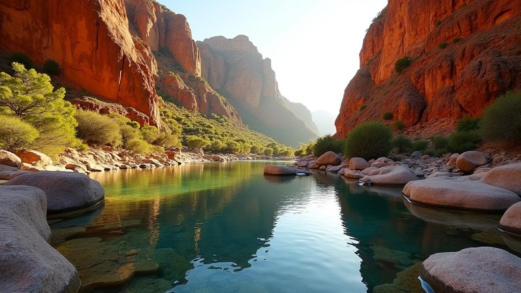 mountain pools and sandstone formations