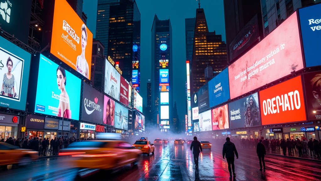 neon lights and bustling streets
