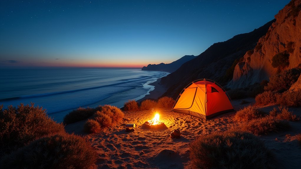 oceanfront camping with stargazing