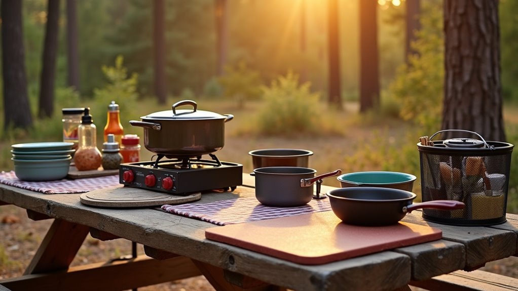 organized outdoor camp kitchen