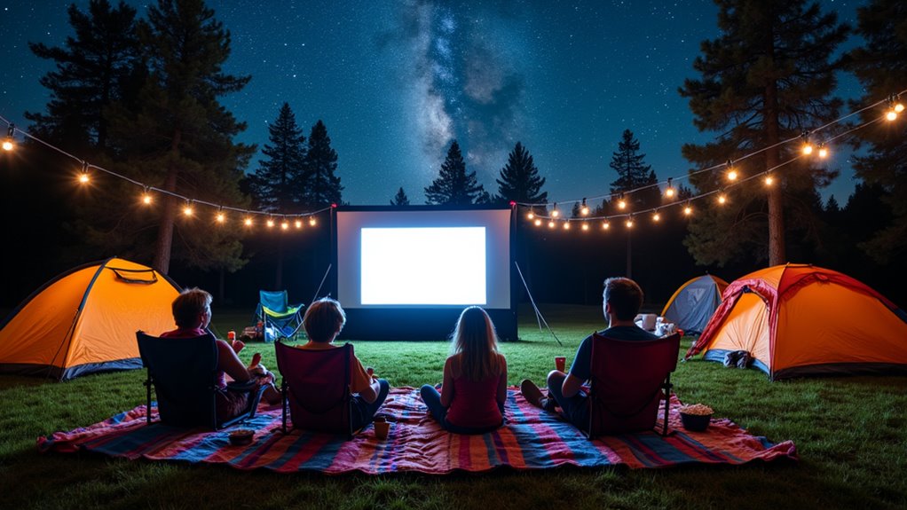outdoor camping movie setup