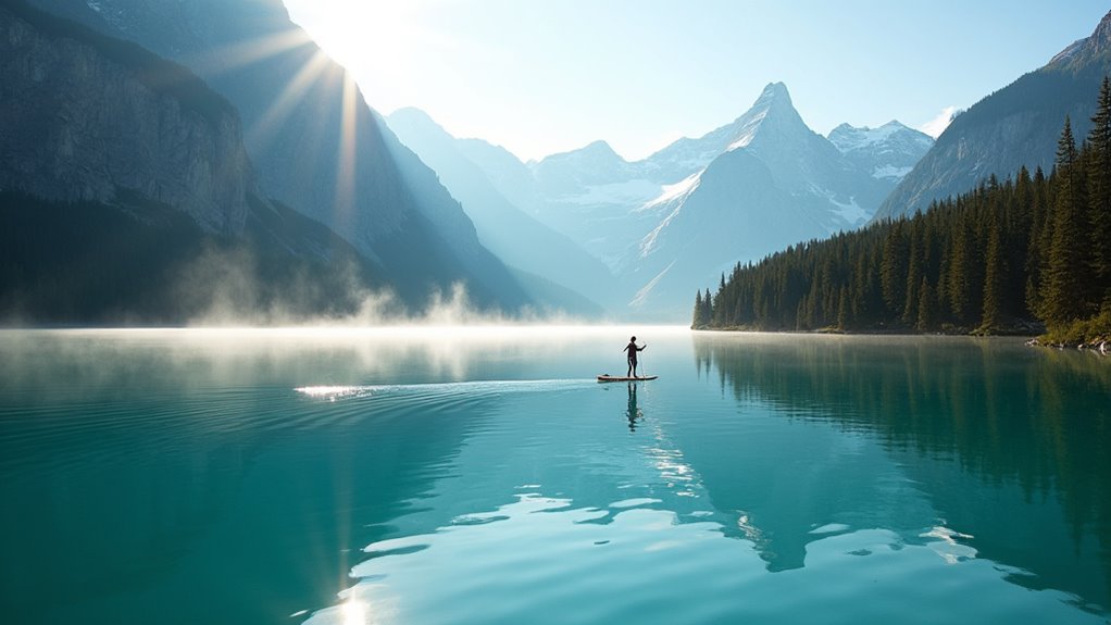 paddleboarding on mountain lakes