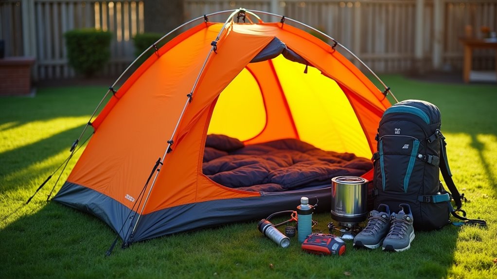 practice backyard camping setup