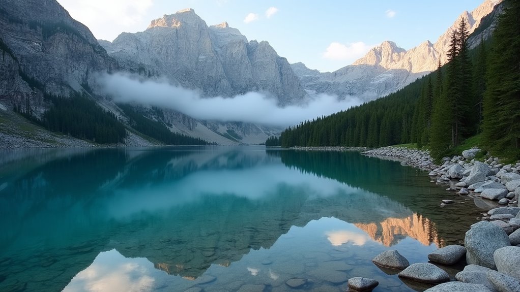 pristine alpine glacial lakes