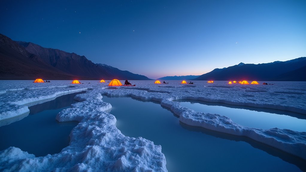 salt flats reflective camping