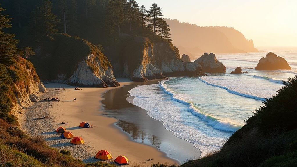 seaside camping with ocean views