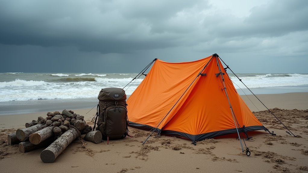secure tent gear against wind