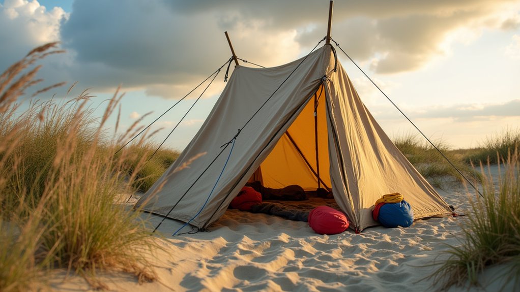 secure tent with sand anchors
