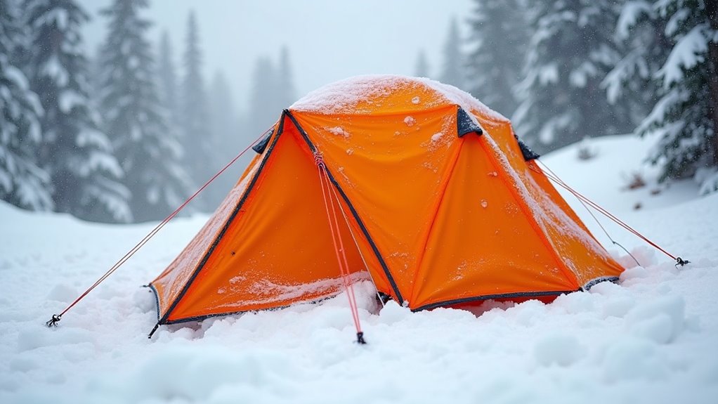 secure tent with snow anchors