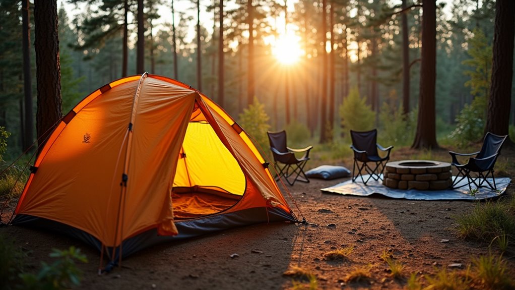 set up camp before dark