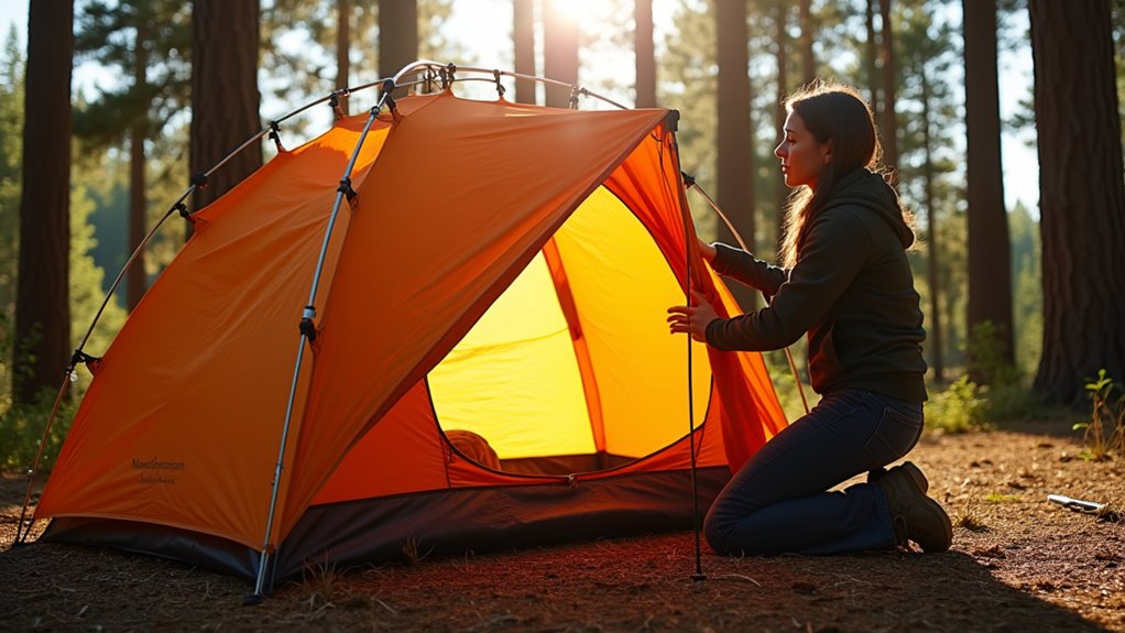set up tent before dark
