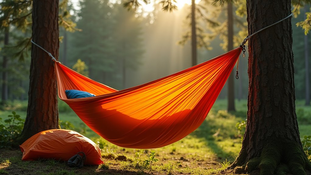 sleep suspended between trees