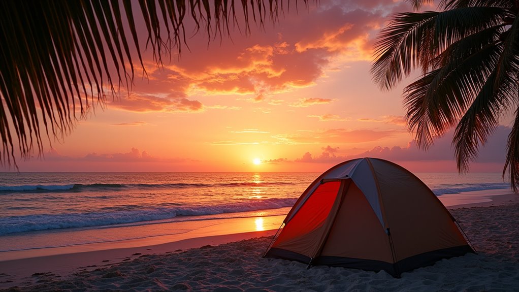 sunset views at beach camp