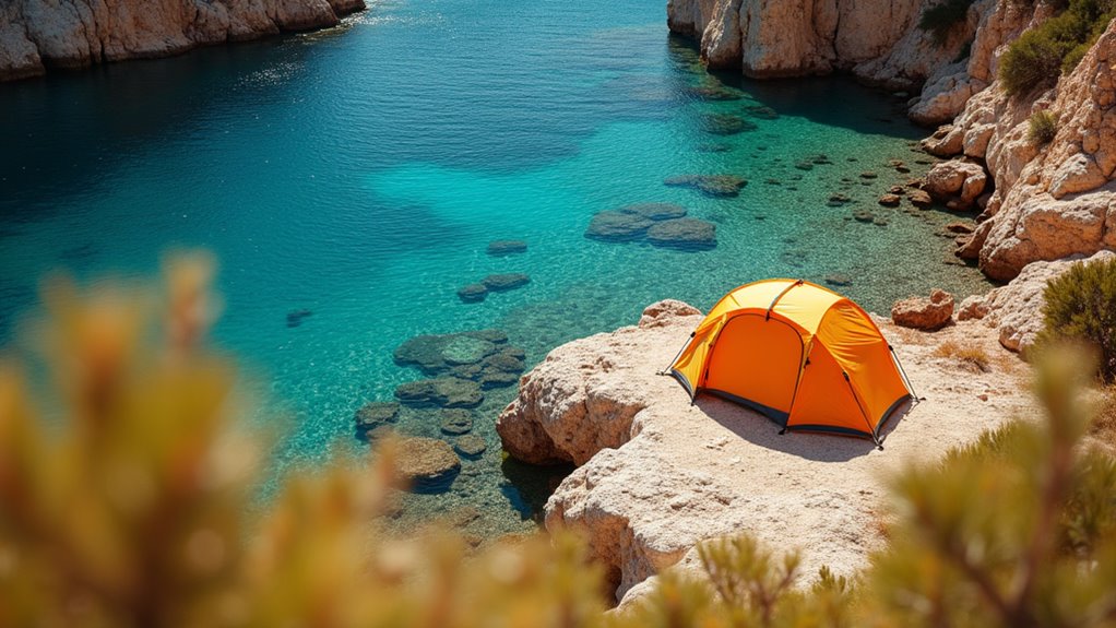 warm mediterranean coastal camping